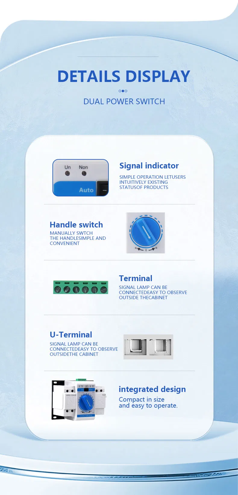 2 Pole 63A/125A ATS Automatic Transfer Switch