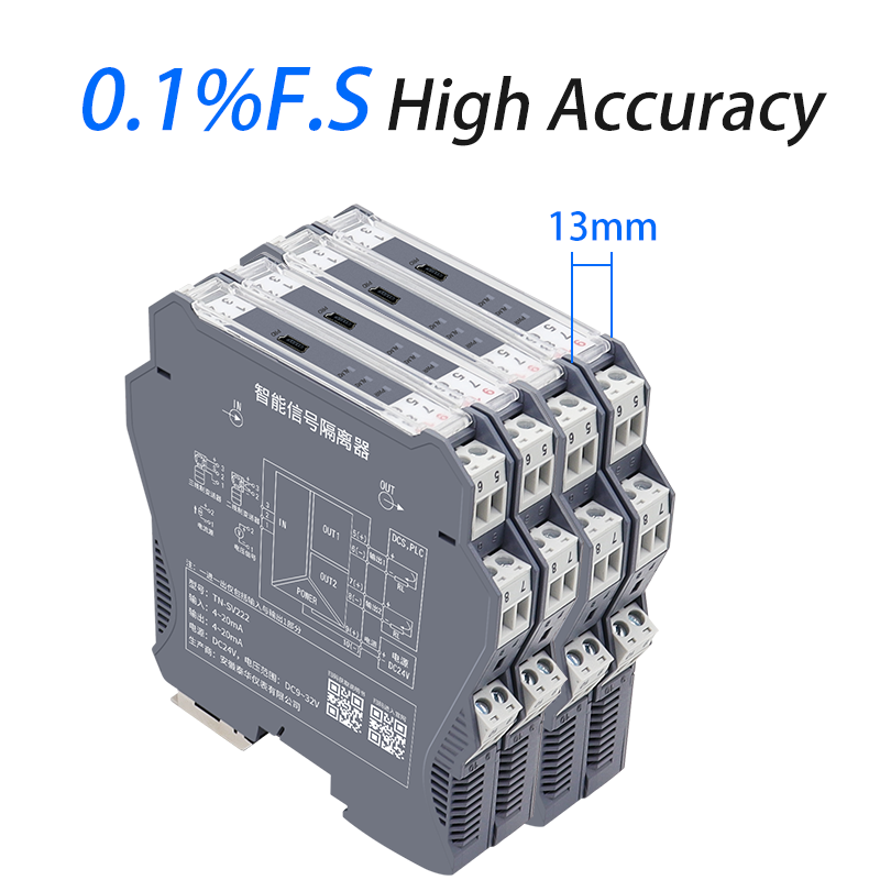 Ultra-Slim 13mm Current/Voltage Signal Isolator with 2500V Isolation Strength Low Temperature Drift for Industrial Automation