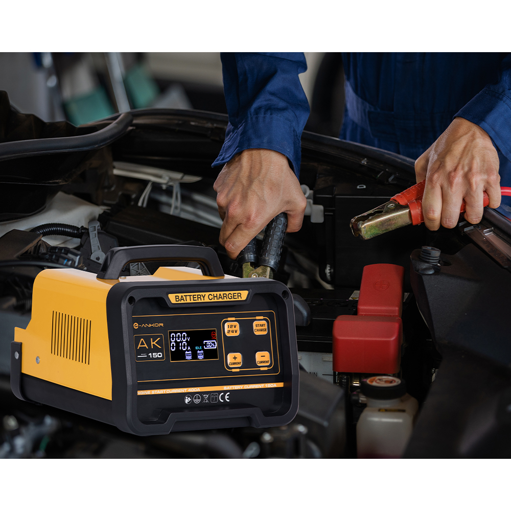 Smart Inverter 12V 24V High Power 150A Current Adjustable Automatic Car Battery Charger AK-150 with Engine Starter and DC Port