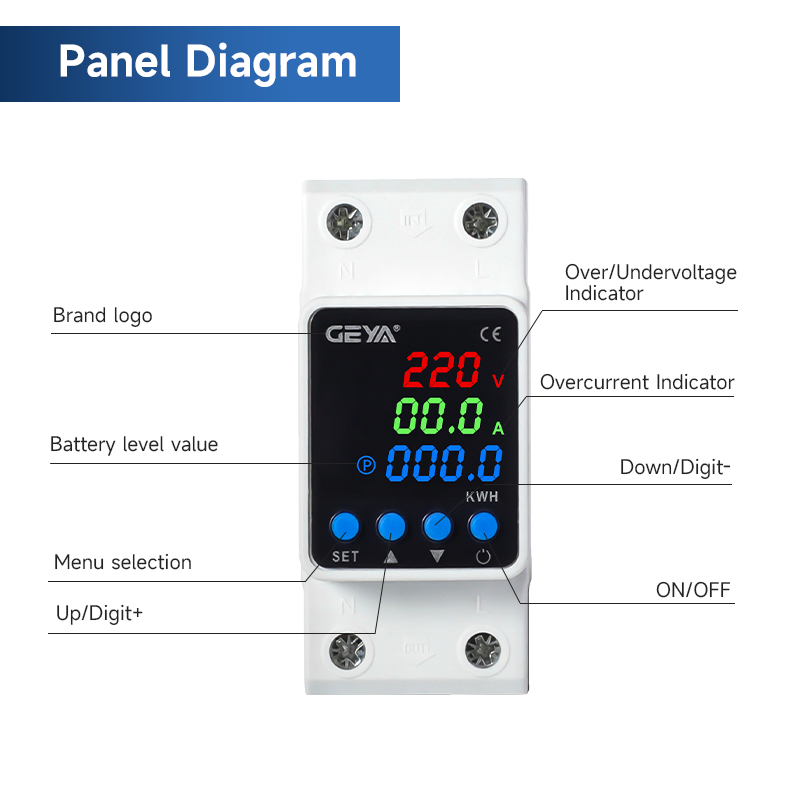GEYA GPS6-VAK 2P 80A AC220V/DC 85-300V 40Hz-70Hz Custom Overvoltage and Undervoltage Protector for Industrial