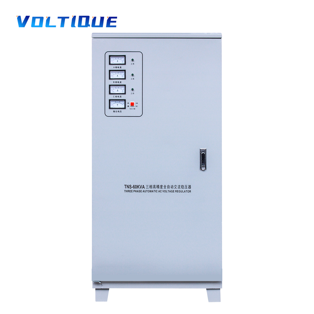 VOLTIQUE YKTNS-60kVA Automatic Three Phase High Precision LCD Display Voltage Regulator (SVC AC Stabilizer) 50/60Hz IP20