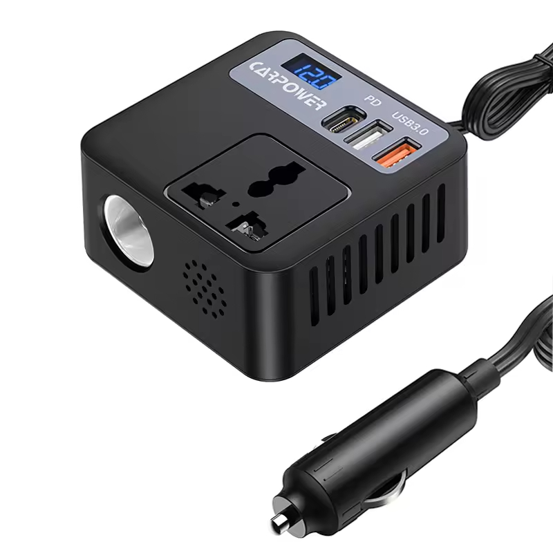 12V 100W Power Inverter Charger USB PD Car Charger Featuring Type-C Port 2 X USB Ports DC 220 Volt Converter Chargers Adapters