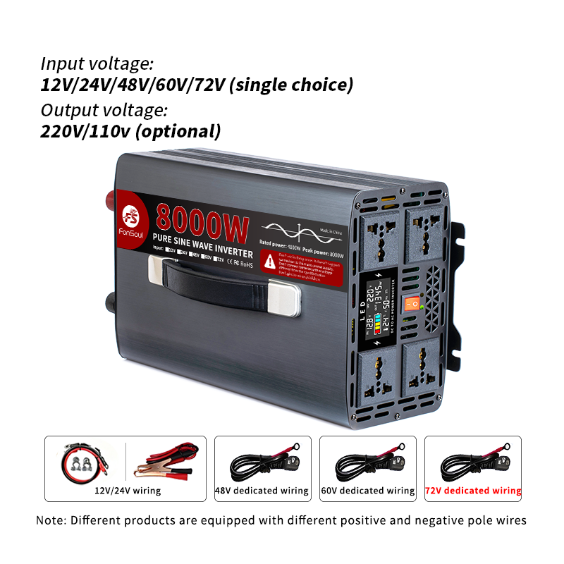 Fonsoul 8000W Pure Sine Ware Inverter Handheld 4 Universal Chargers for Home &amp; Automotive Industry Use Car Power