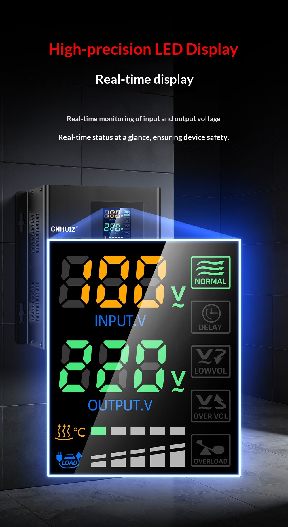 Fully Automatic Household 220V Voltage Stabilizer ultra Low Voltage 45-280V AC air Conditioner Regulated Power Supply 10KVA LED