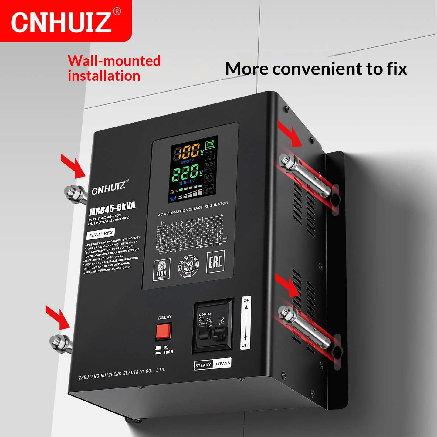 Fully Automatic Household 220V Voltage Stabilizer ultra Low Voltage 45-280V AC air Conditioner Regulated Power Supply 10KVA LED
