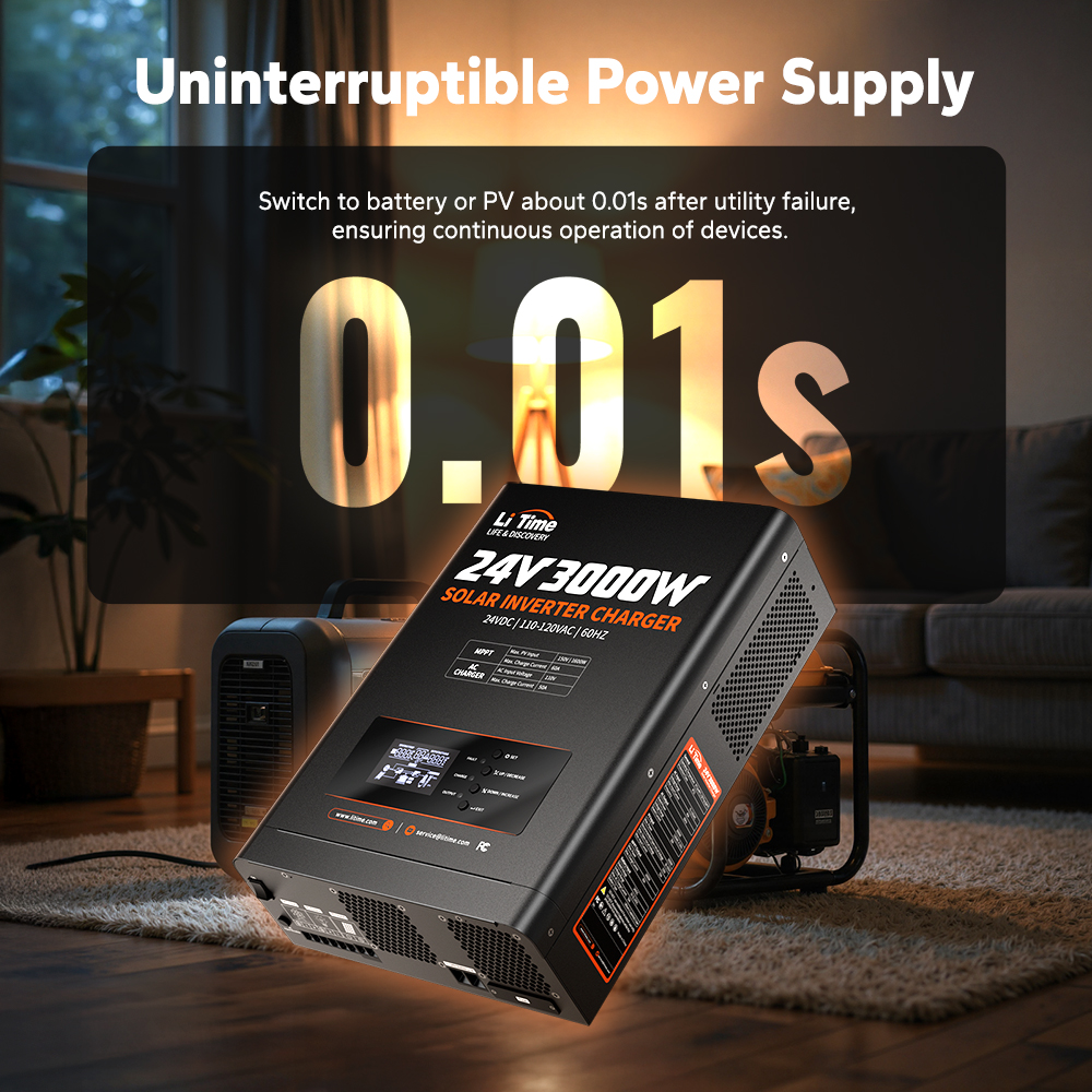 LiTime 3-in-1 Integration 24V 3000W Pure Sine Wave Solar Inverter Charger