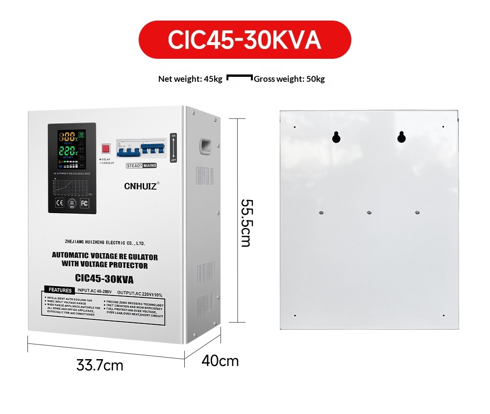 Fully Automatic Household 220V Voltage Stabilizer ultra Low Voltage 45-280V AC air Conditioner Regulated Power Supply 10KVA LED