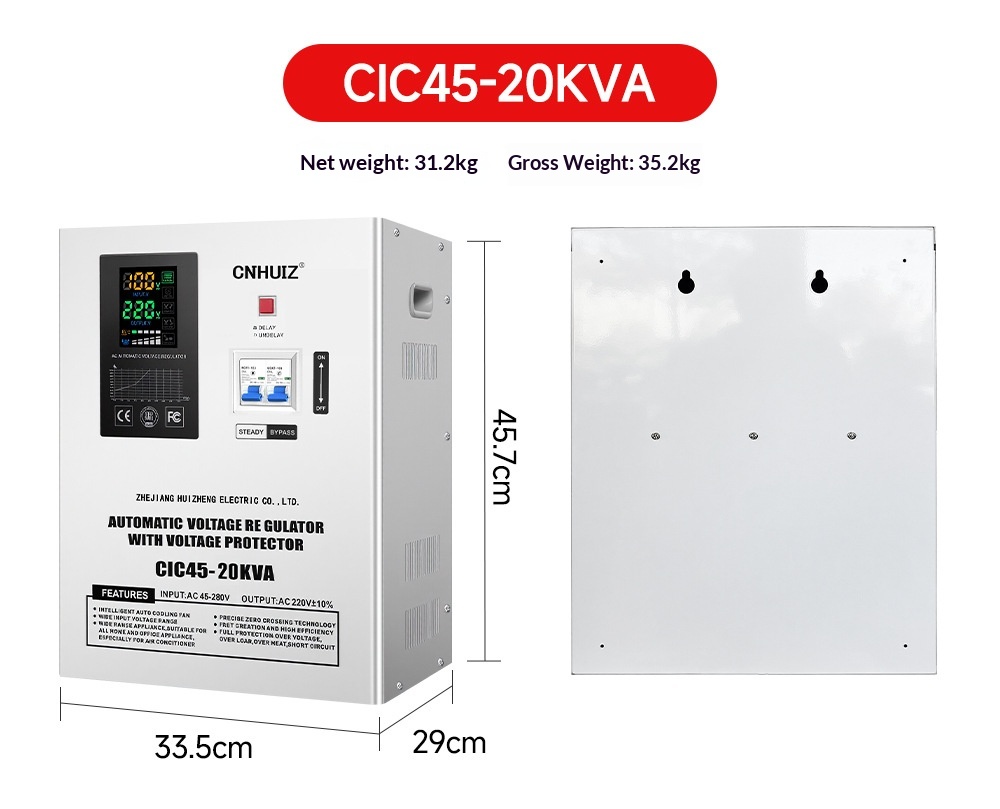Fully Automatic Household 220V Voltage Stabilizer ultra Low Voltage 45-280V AC air Conditioner Regulated Power Supply 10KVA LED