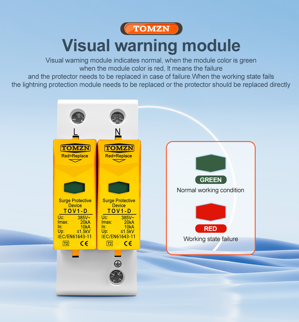 AC SPD 2P 20KA~40KA 275V House Surge Protector protection Protective Low-voltage Arrester Device