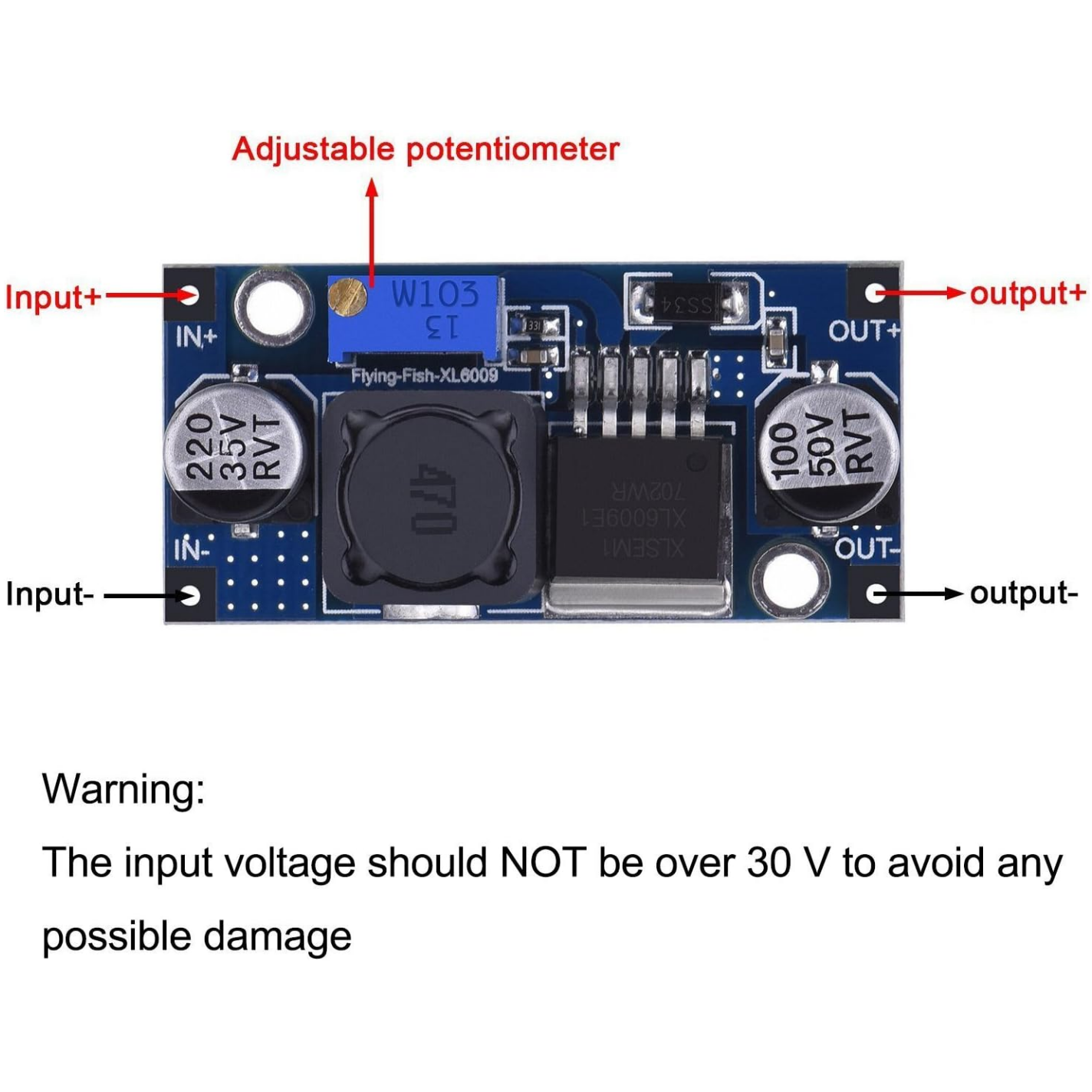 XL6009 Boost Module DC-DC Adjustable Module DC3-30V to DC5-35V Output Voltage Power Converter Circuit Board Module DSN6009