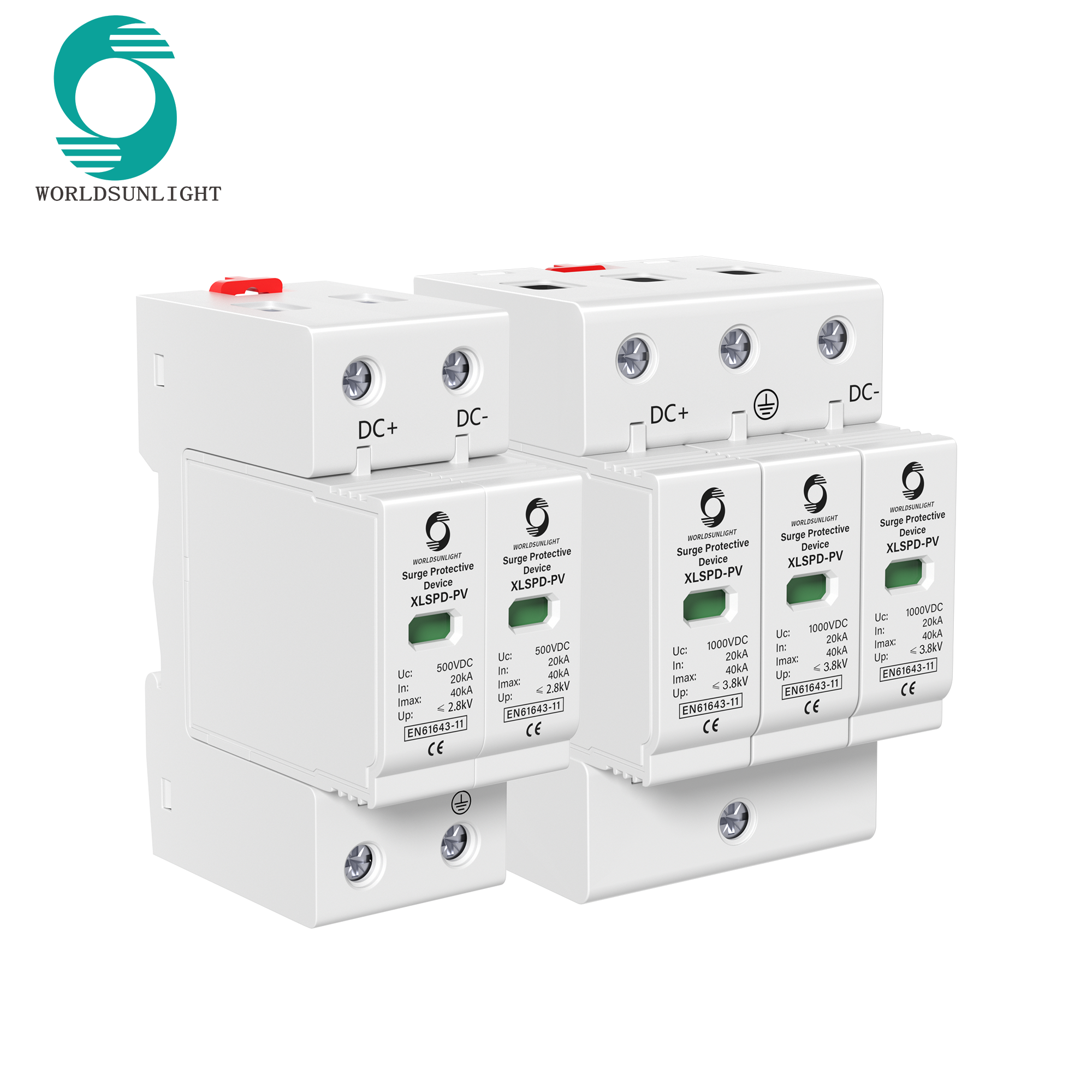 XLSPD-PV CE TUV Solar PV 20KA-40ka 2P 3P DC 500V 600V 800V 1000V 1500V DPS Surge Arrester Protector Surge Protective Device SPD