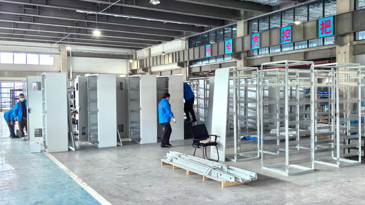 Assembly of DC power supply panels at Sowest Electric manufacturing facility