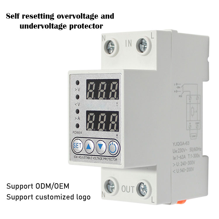 Adjustable Automatic Rail Mount Output Stabilizer DC Single Phase Current Over Under Voltage Protector with Current Protection