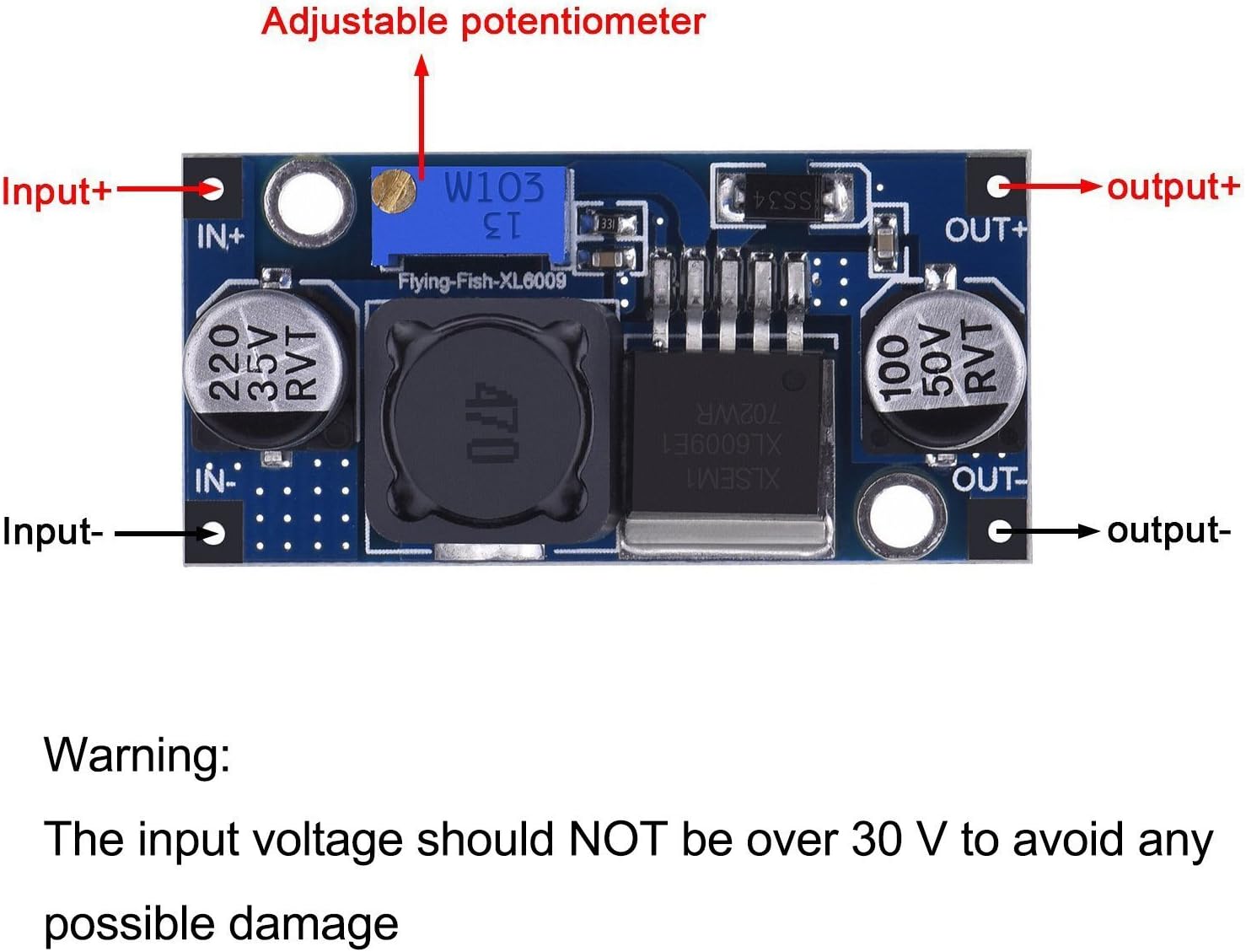 XL6009 Boost Module DC-DC Adjustable Module DC3-30V to DC5-35V Output Voltage Power Converter Circuit Board Module DSN6009