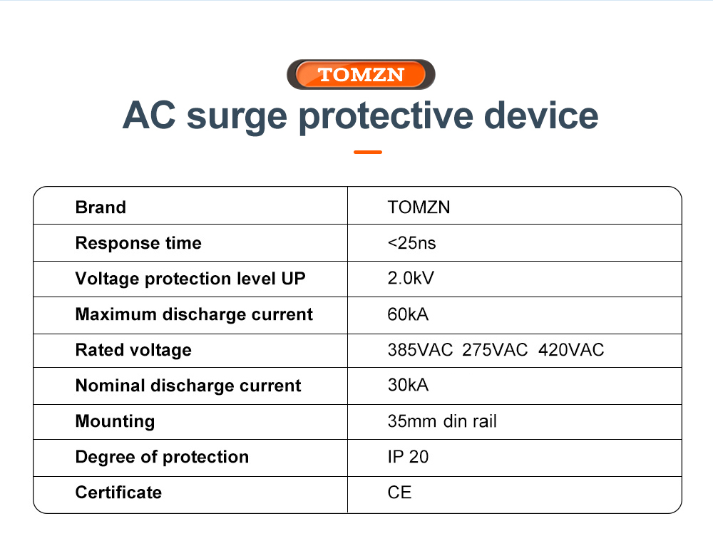 AC SPD 2P 20KA~40KA 275V House Surge Protector protection Protective Low-voltage Arrester Device