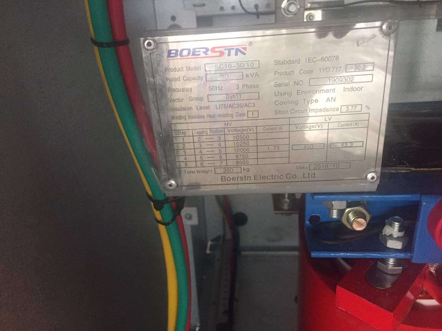 SC10 Dry Type Transformer 400V 500kVA 1000kVA Three Phase Cast Resin Isolation Autotransformer Power Distribution Board