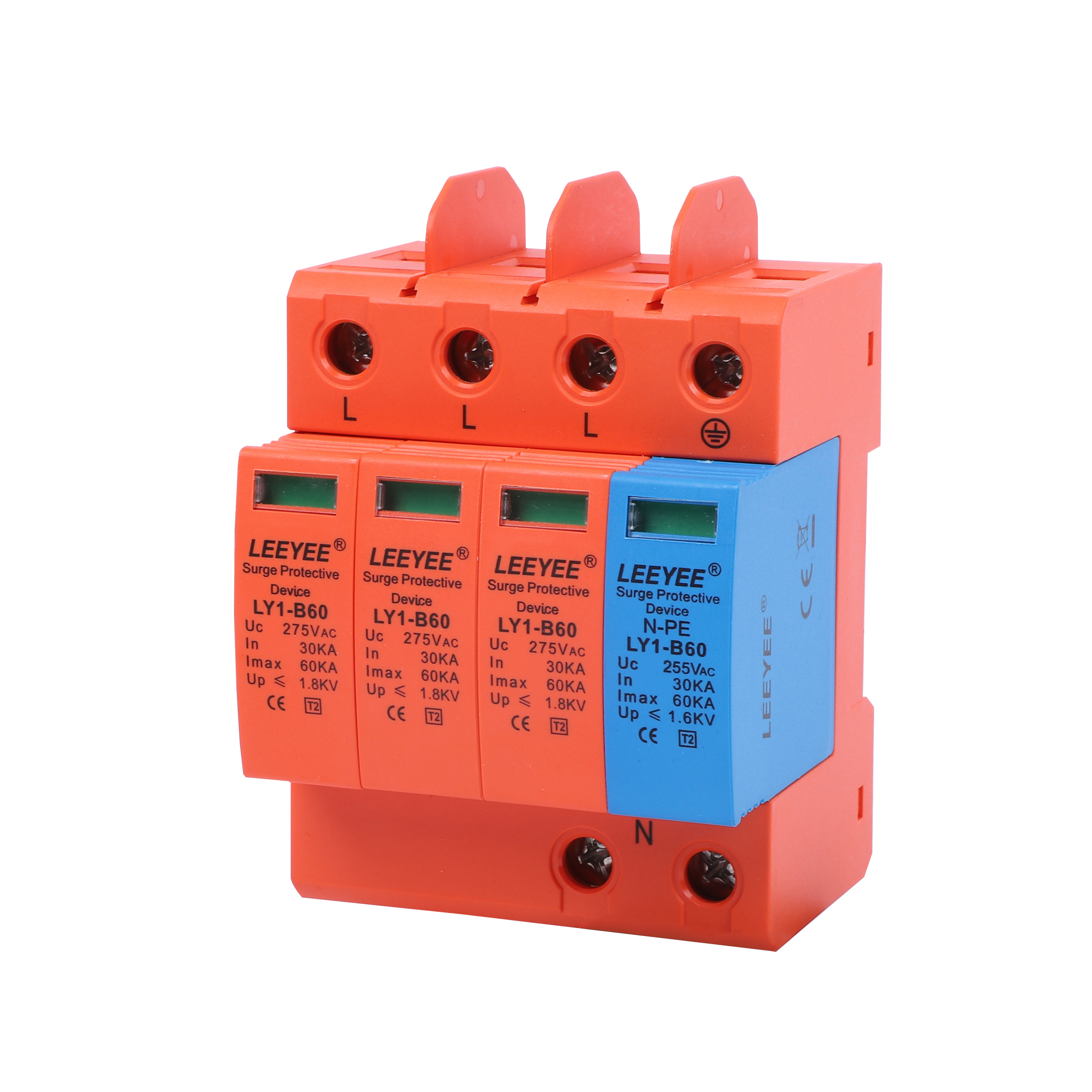 MOV Varistor Type 60kA 3P NPE 275V AC Spd Surge Arrester Device