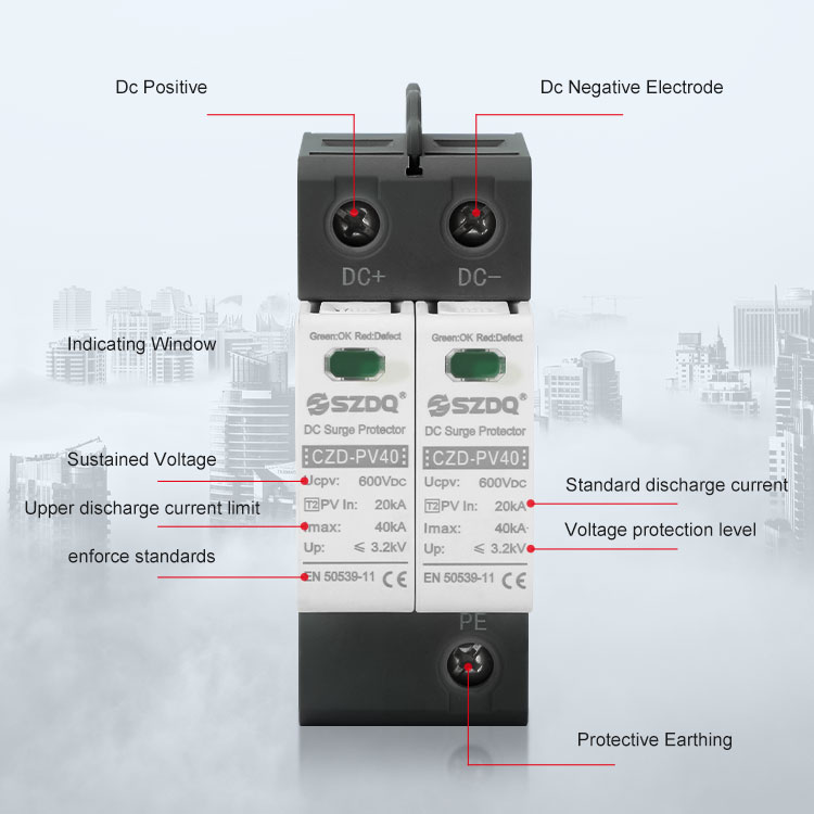 PV SPD 2P 3P 4P Surge Protective Devices 40kA 20kA-40kA T2 1000V Lightning Protection Certified