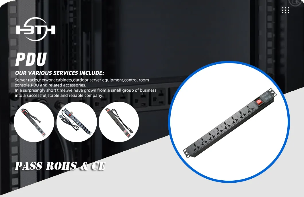 Universal PDU 1u Multipurpose Socket 8port Power Distribution Unit for Server Rack