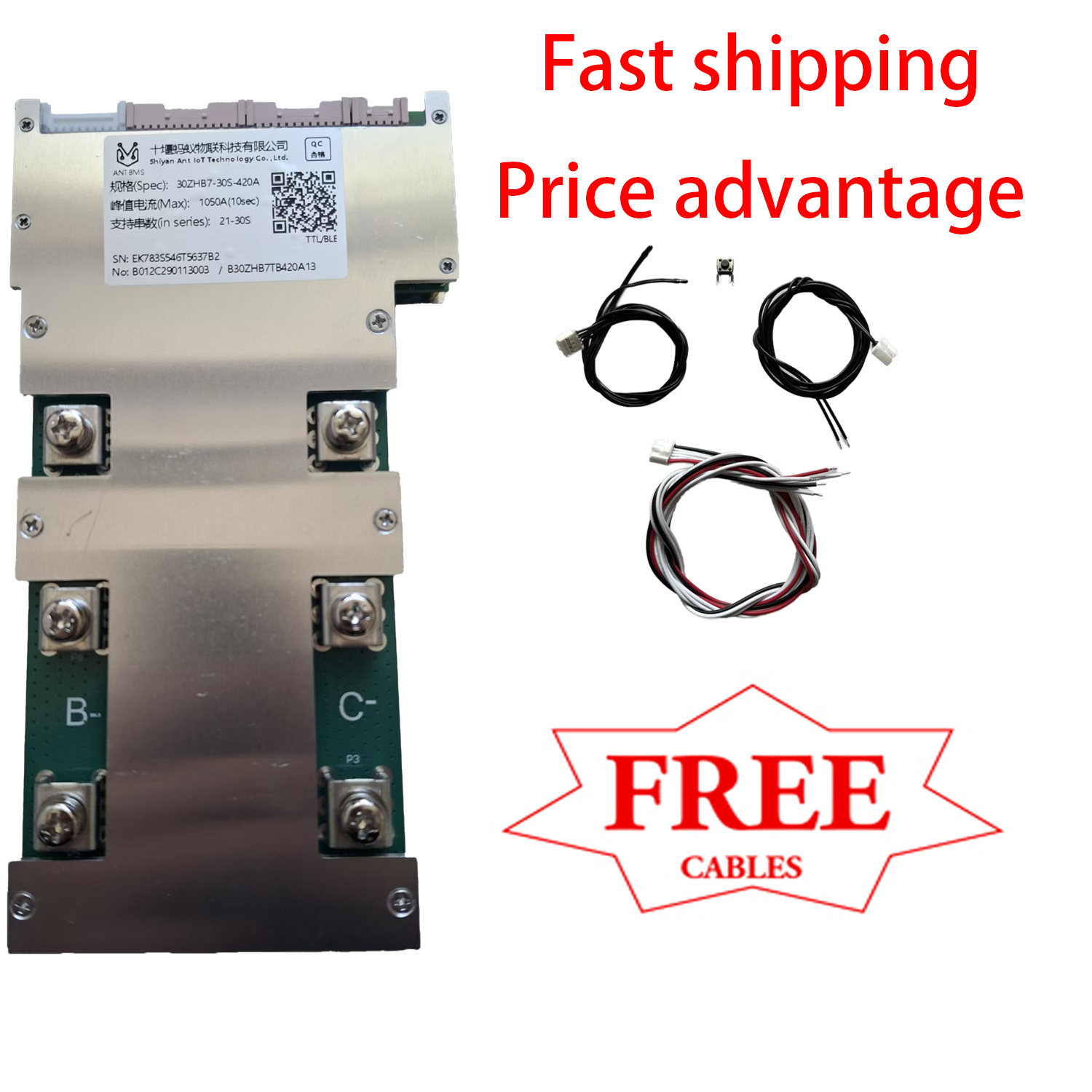 Ant BMS 30S 420A Peak 1050A 48V LiFePO4 EV RV Forklift Battery Balancer FR-4 PCB Board for Charging