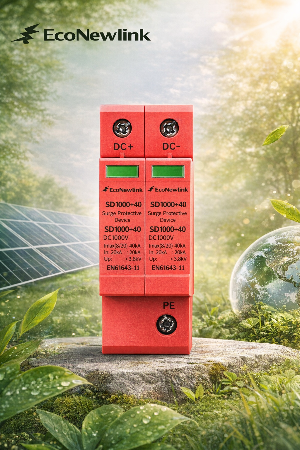 Photovoltaic DC Surge Protector 40kA 80kA Lightning Protection Device Distribution Box Model SD SPD-40
