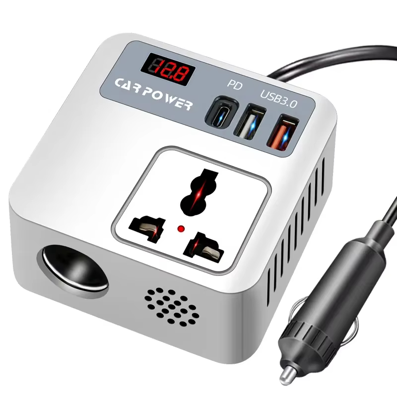 12V 100W Power Inverter Charger USB PD Car Charger Featuring Type-C Port 2 X USB Ports DC 220 Volt Converter Chargers Adapters