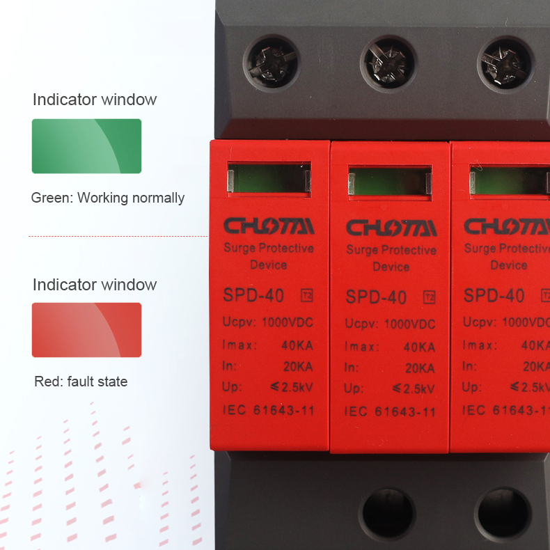 LONG TAI SPD-40 T2 3P DC Surge Protective Device 1000VDC 2.4kV 20kA Gray Shell Factory Direct Solar System CE DIN Rail Mount