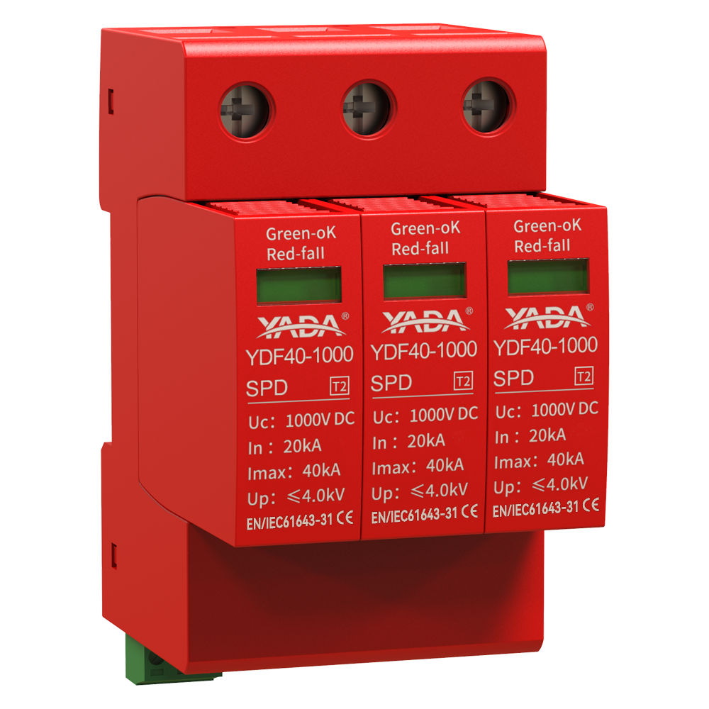 1000V DC SPD Type 2 Surge Protective Device 3P 20kA-40kA for Solar PV System Lightning Protection Arrester IP20 25ns