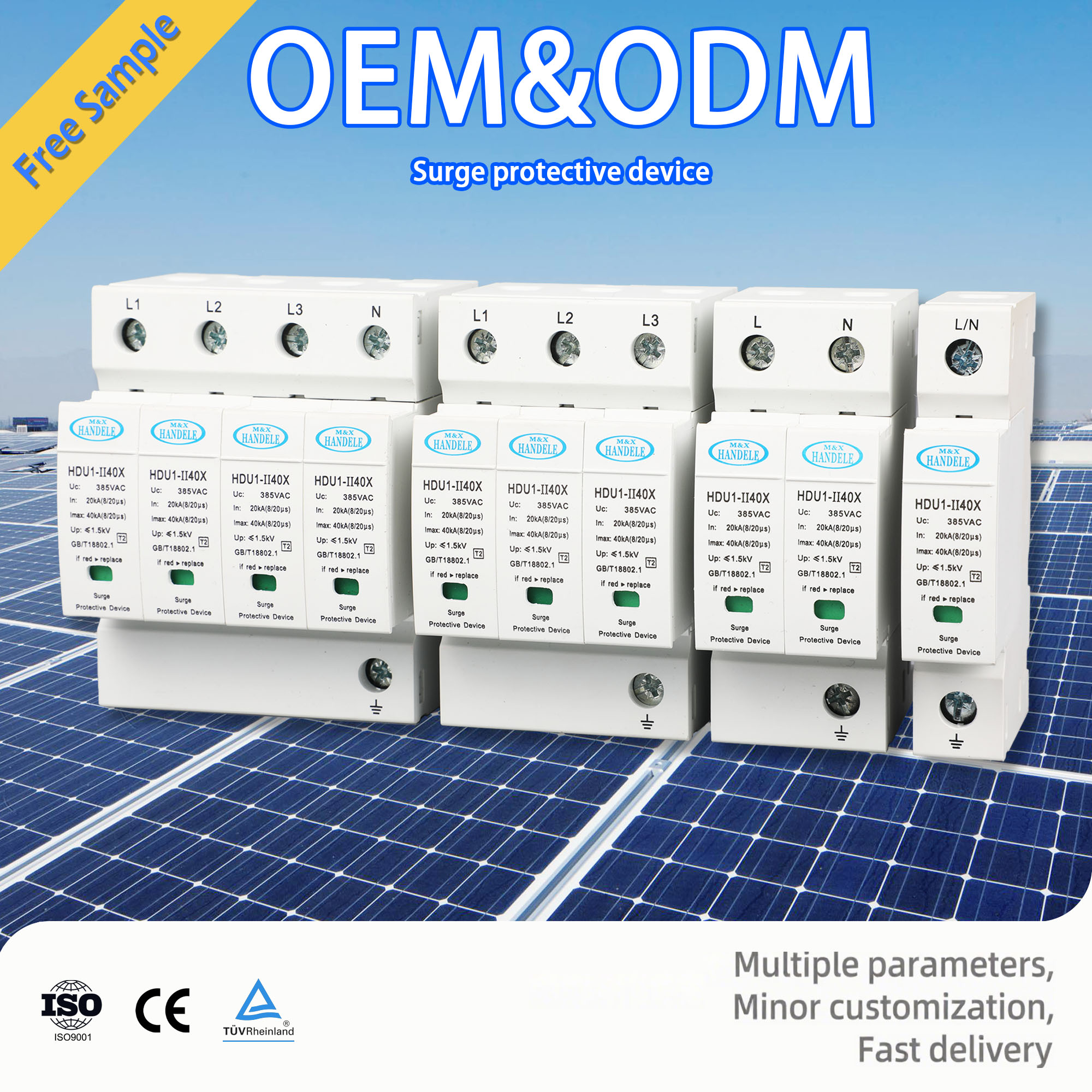 SPD 20KA-40KA Warranty Pv Surge Protector protection Arrester Deviceac spd 40ka Surge protection Device spd