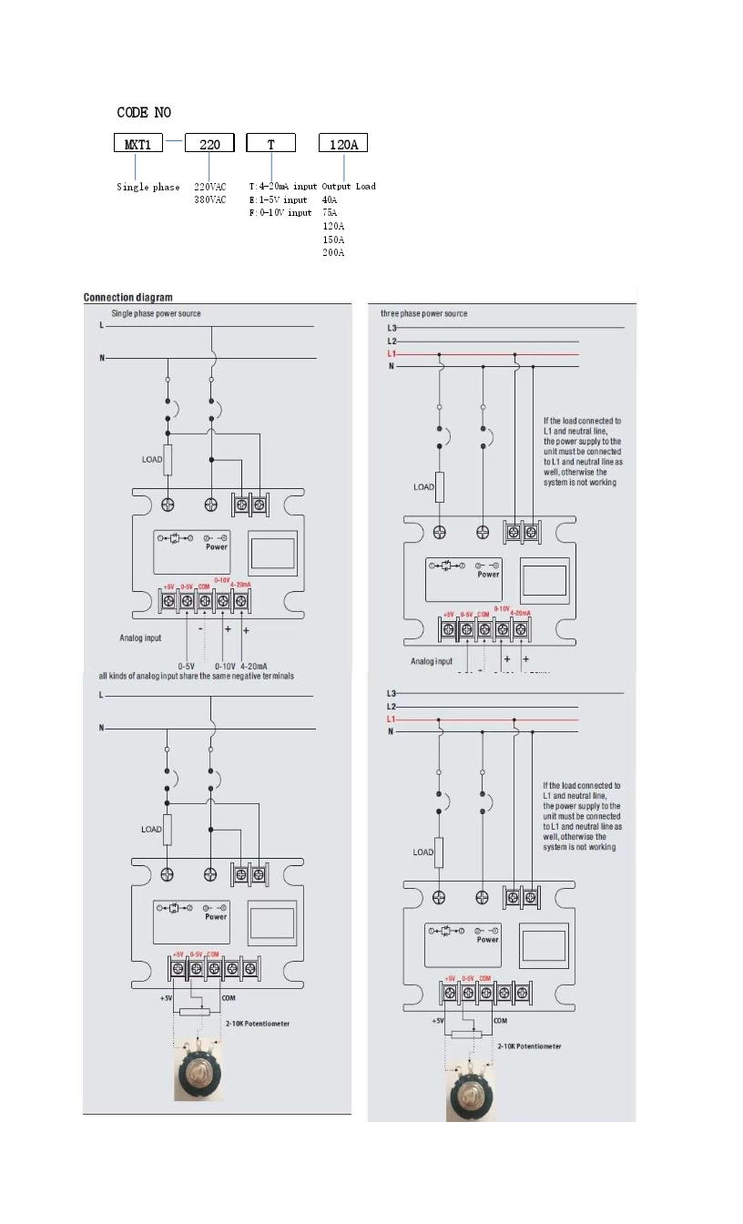 MXT Single Phase Regulator Specifications Diagram