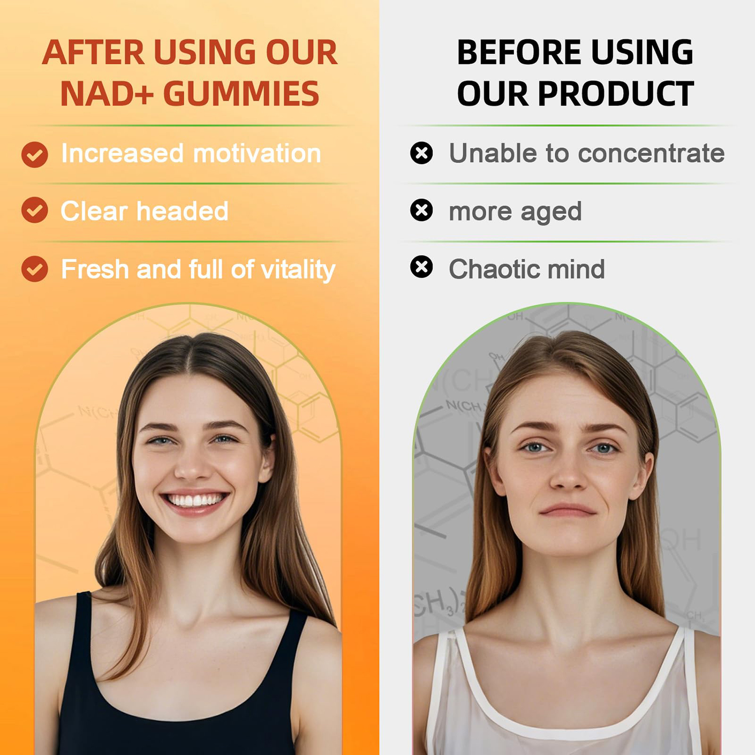 OEM NAD+ Supplement Private Label Vitamin B3 Hydrolyzed Collagen Herbal Sugar Free Anti-Aging NAD Gummies Boosting Cell