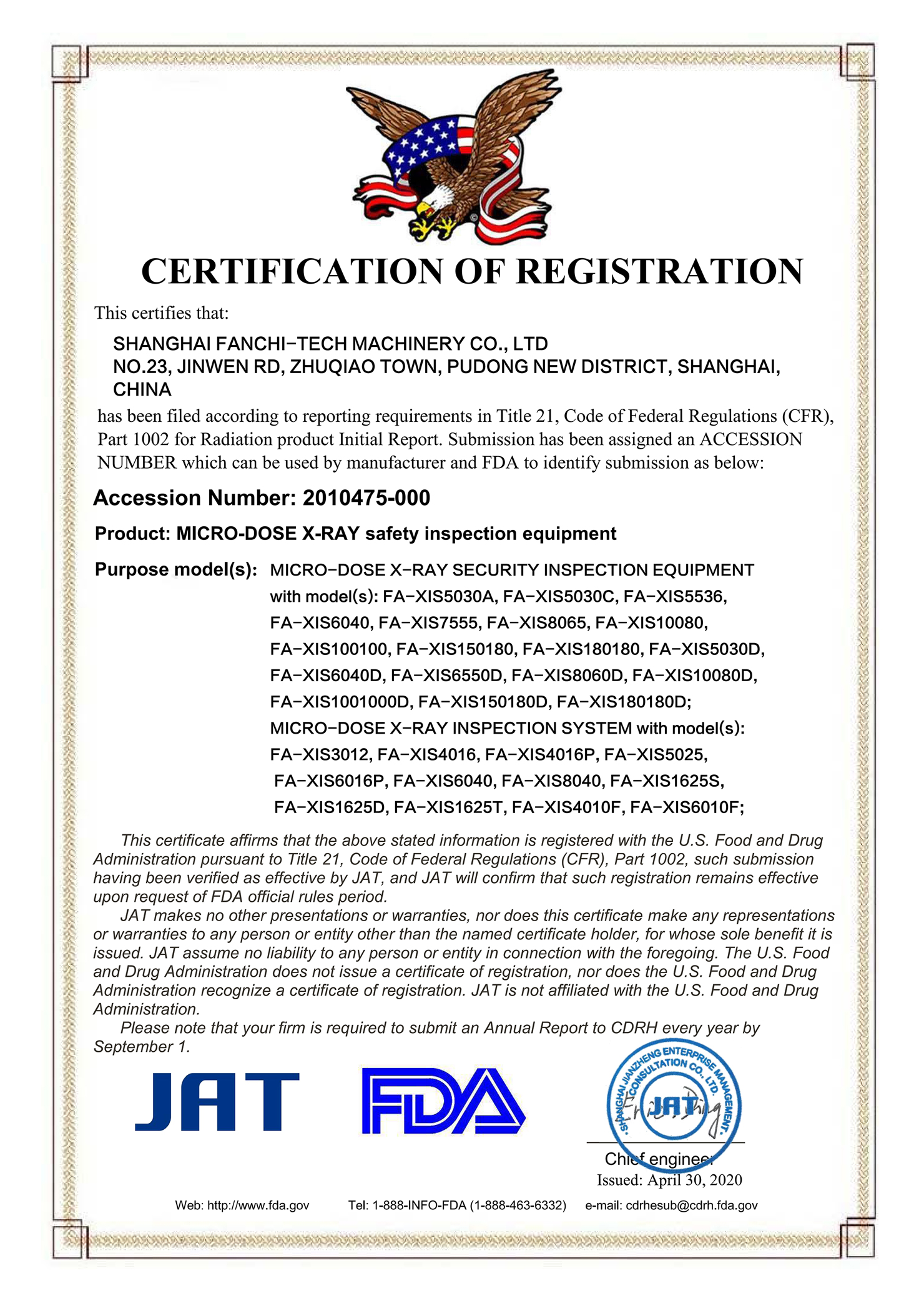 FDA Certificate