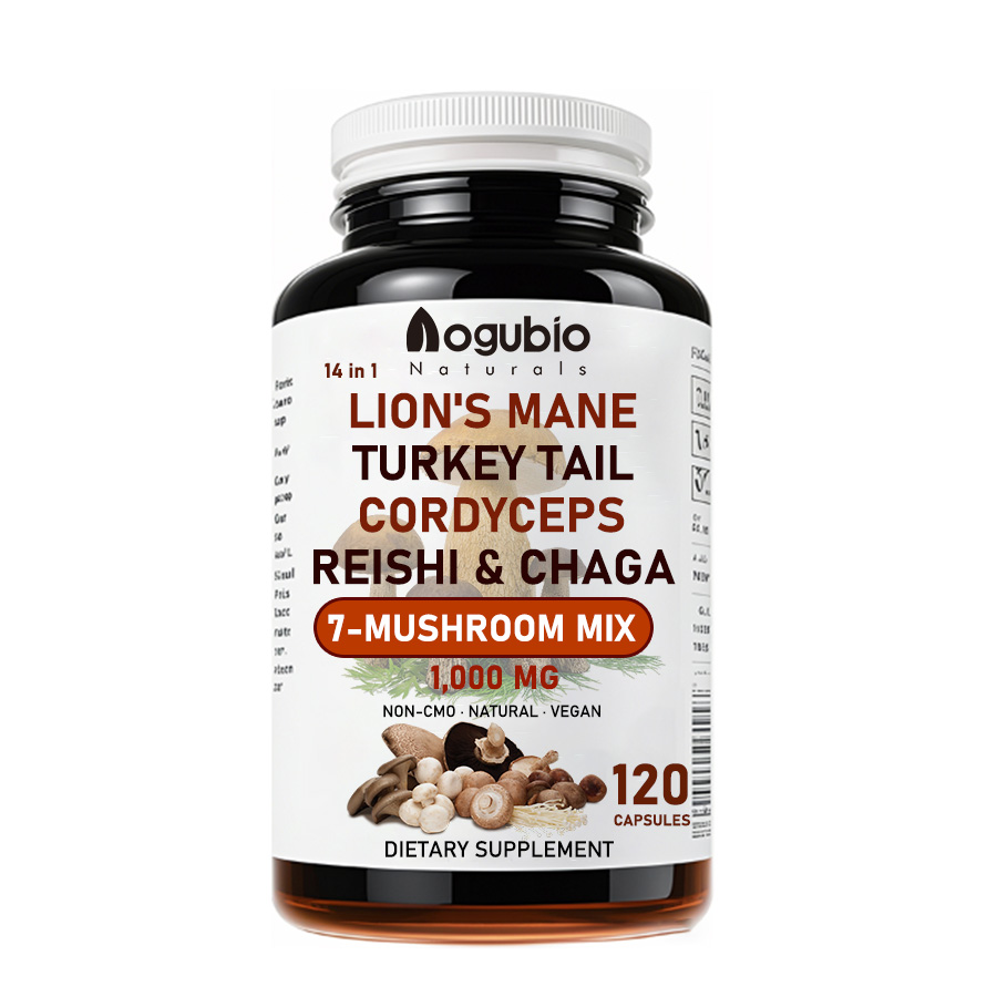 For OEM Organic Lion's Mane Reishi Chaga Turkey Tail Cordyceps Mushroom Complex Vegan 60-Capsule Blend
