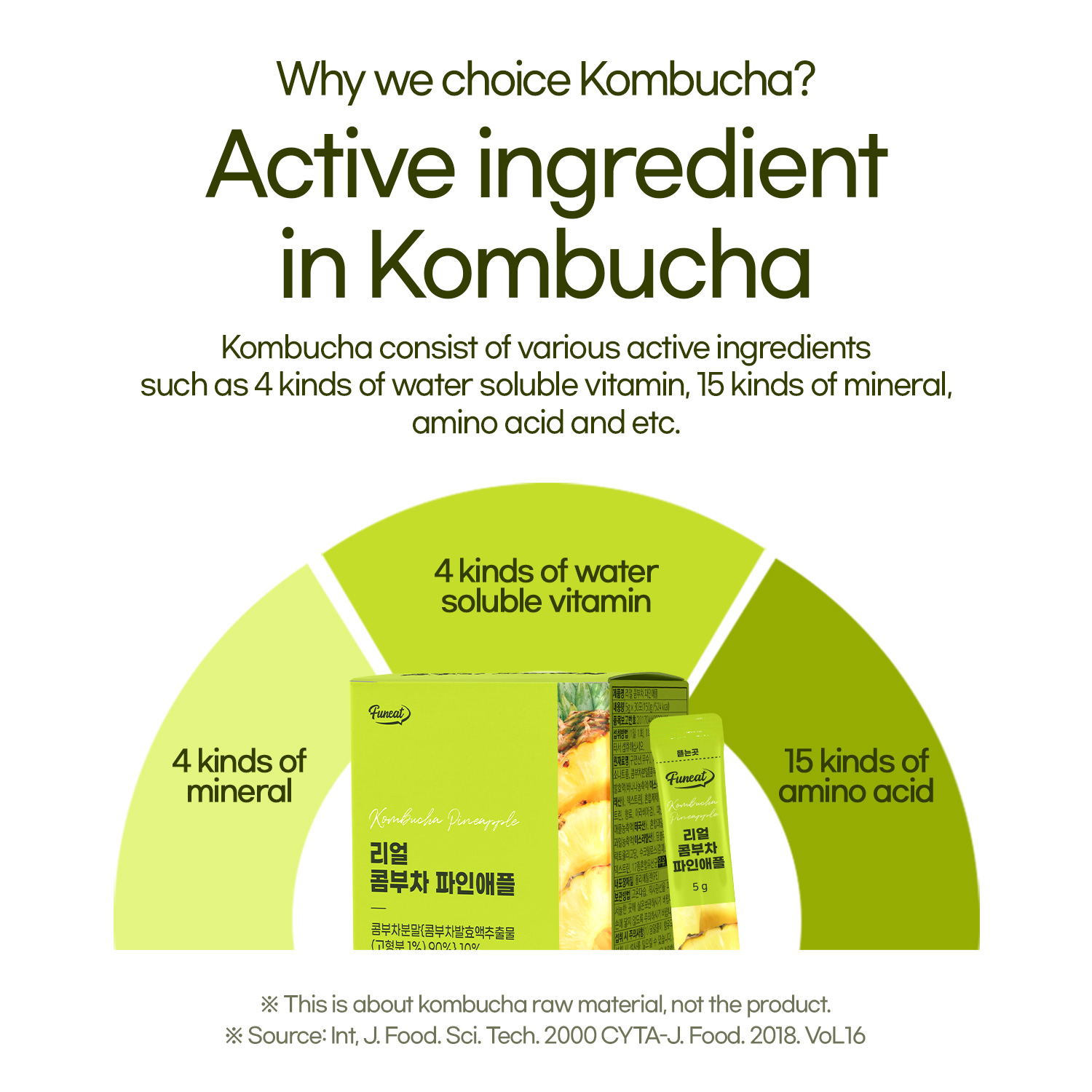 Korea Drink Diet Food Funeat Real Kombucha Pineapple Flavor Detox Drink Probiotics Slimming Tea Diet Fermented Tea Yeast