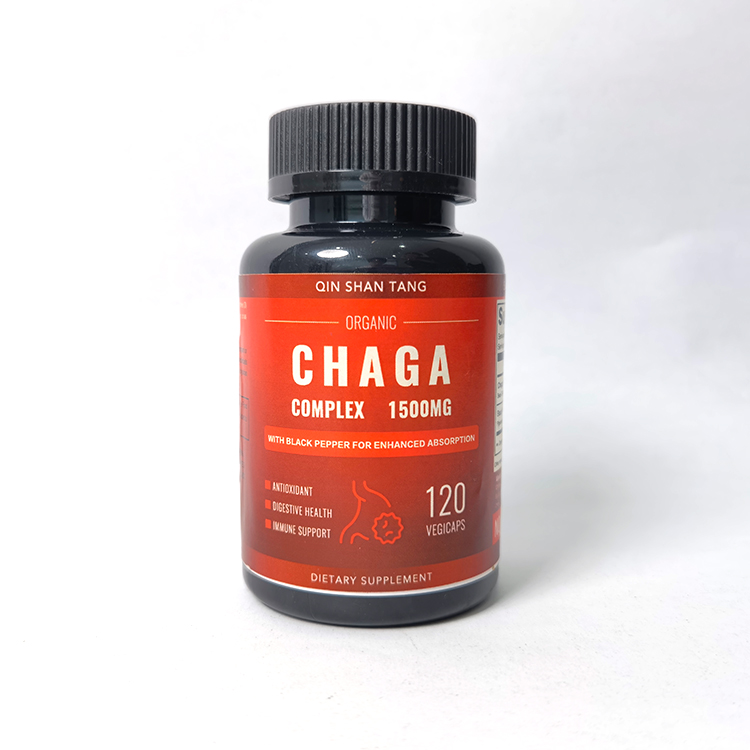Private Label Herbal Supplement Chaga Extract Powder Capsules 1500 mg Organic Chaga Mushroom Capsules
