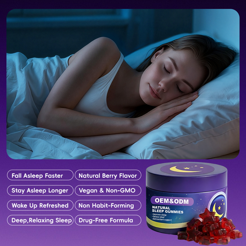 Adult Oem Private Label L-Tryptophan Melatonin Sugar Free 5-Htp Magnesium Ashwaganda Gummies Sleep Gummies Melatonin Gummies