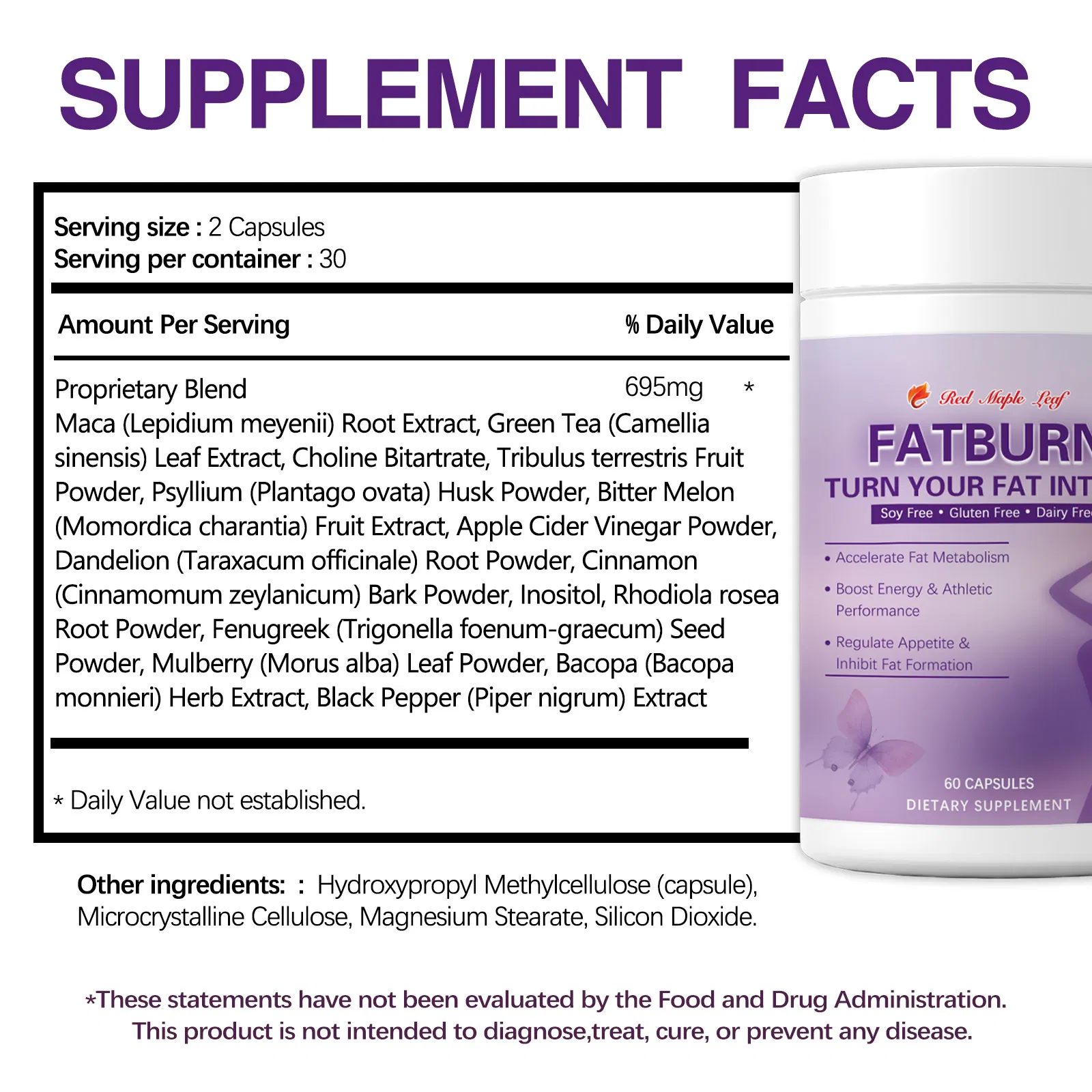 Fat Burn Capsules 15+ Natural Ingredients for Metabolism, Appetite Control &amp; Energy
