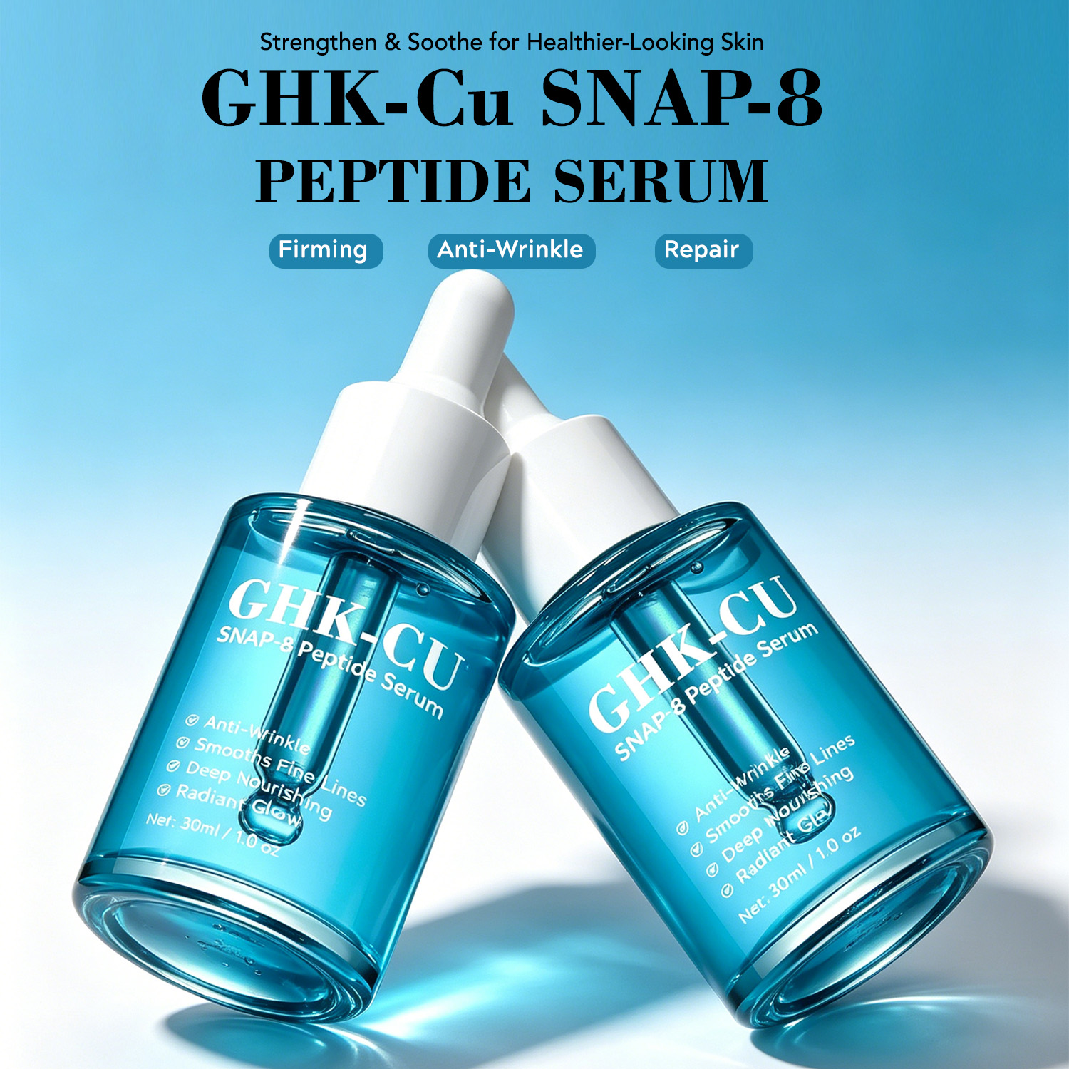OEM Collagen For Skin And Vitamin C Serum Whitening Pore Minimizer Snap-8 Peptide Ghk-cu Blue Copper Peptide Serum