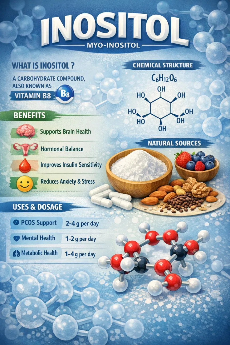 Myo-Inositol Ingredient (Vitamin B8) Factory Direct Bulk Supply