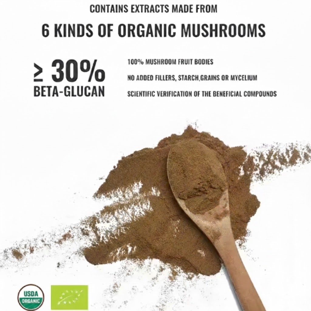Organic 10 Mushroom Complex Powder 1kg Bulk for Immunity &amp; Brain Health, High Potency Private Label Supplement
