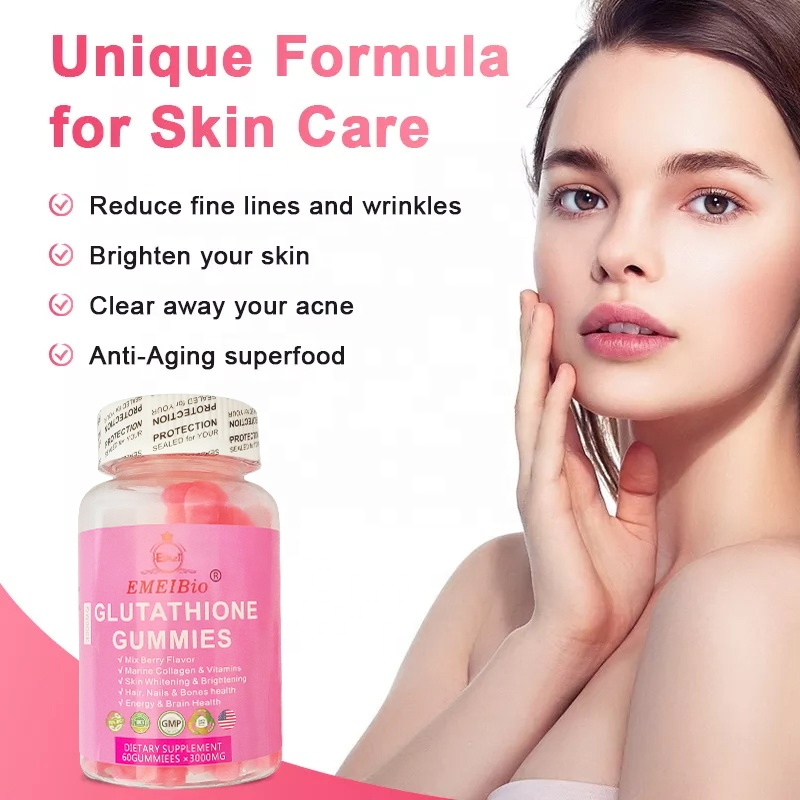 Private Label Natural L-Glutathione Skin Lightening Glutathione Reduced Whitening Skin Collagen Gummies