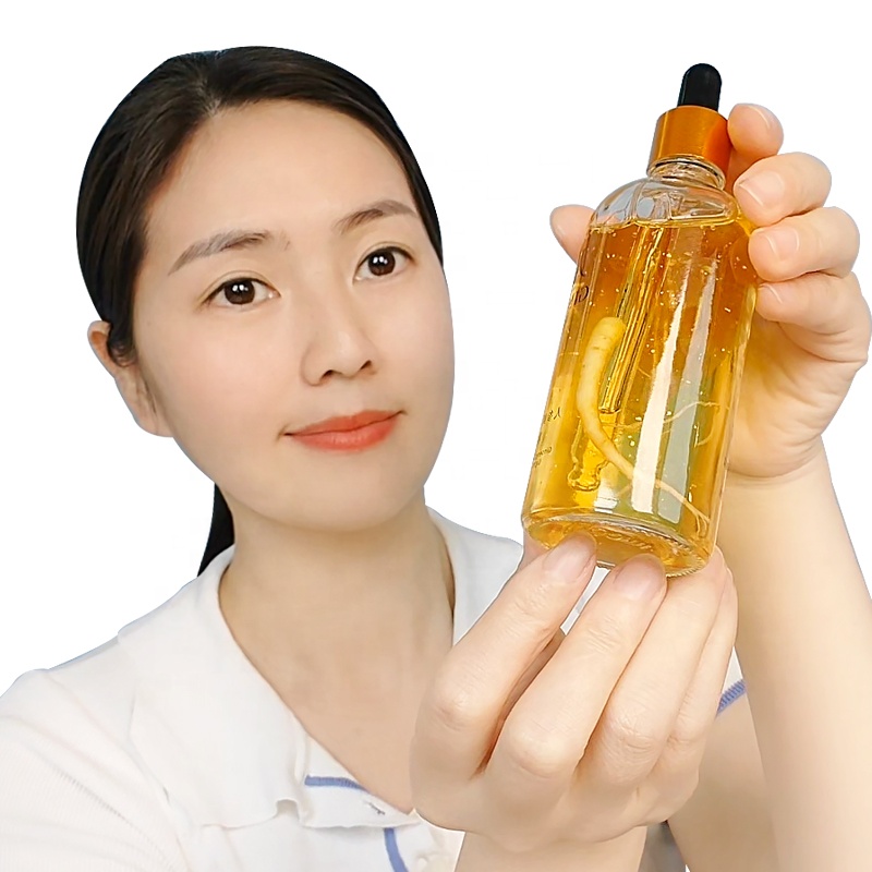 Private Label 24k Gold Ginseng Face Serum 100ml Anti Aging Wrinkle Whitening Firming Hydrating Vegan Niacinamide Vitamin E OEM