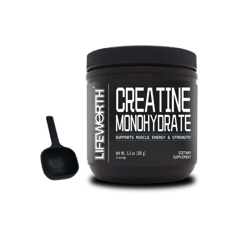 LIFEWORTH Pre Workout Pure Creatine Monohydrate Powder 99.9% - GMP Halal, Bulk Ingredient for Sports Nutrition OEM 300g/can