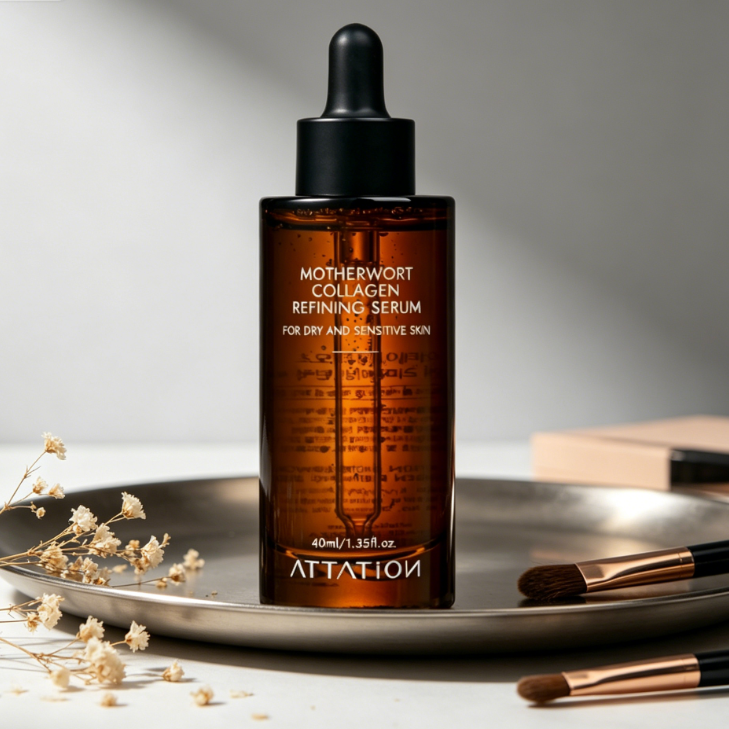 ATTATION Motherwort Refining Serum Skin Texture Smoothing Korean Anti-Aging Botanical Daily Skincare With Elasticity Care