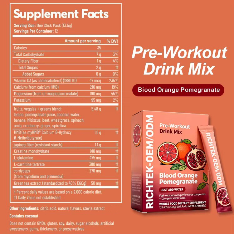 Sports Nutrition Supplement Whole Food Natural Ingredient Easy to Mix Powder Pre &amp; Post Workout Powder