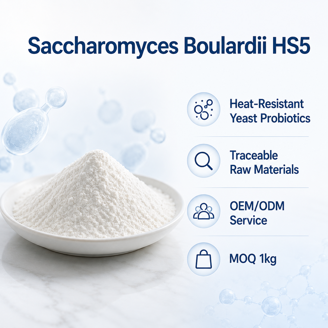 Custom Manufacturing Saccharomyces Boulardii HS5 10-20 Billion CFU/g Probiotic Powder For Improving Digestive Health Bulk Supply