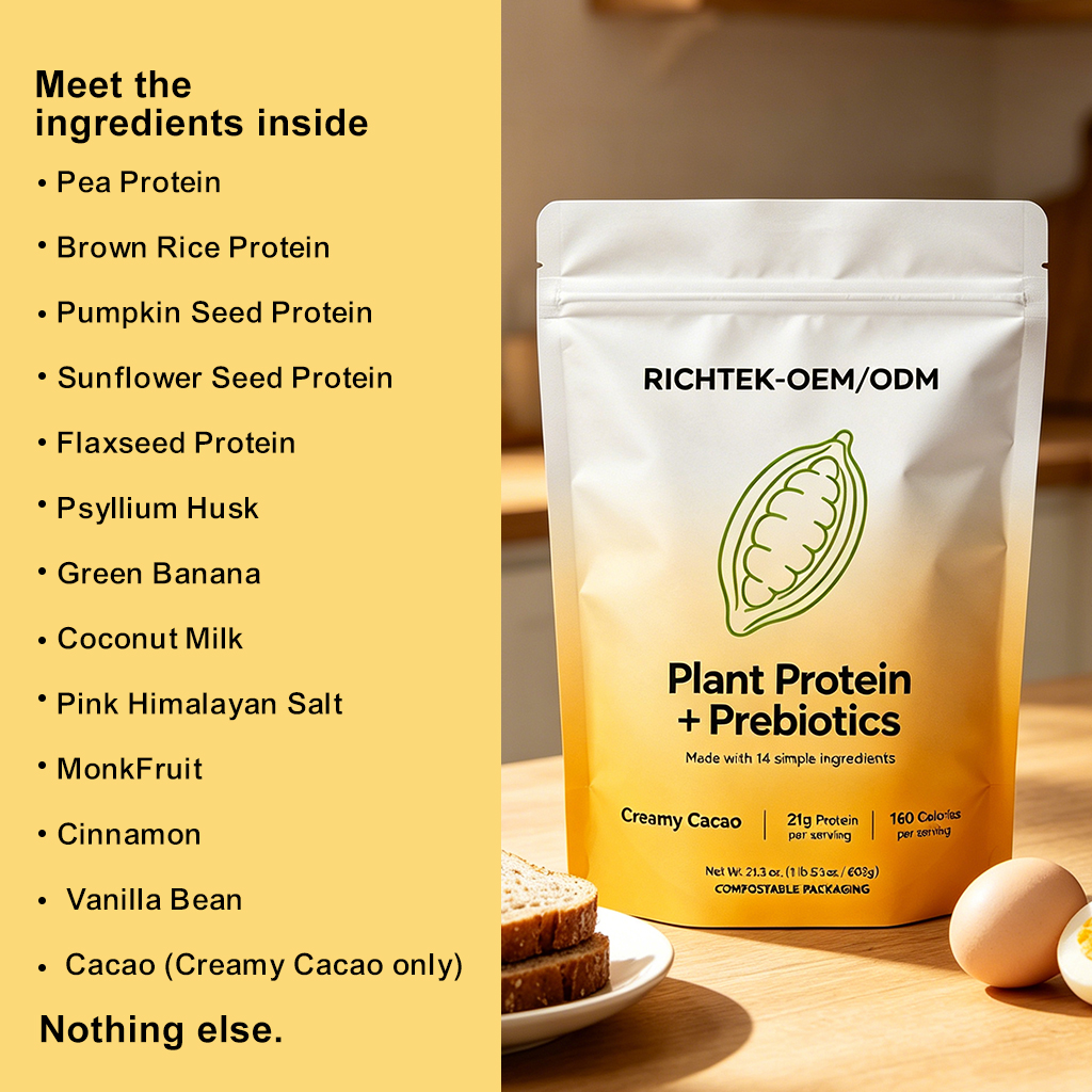 Clean Vegan Protein 21g Protein 14 Real Plant Ingredients Prebiotic Fiber 100% Free From Common Additives Plant Protein Powder