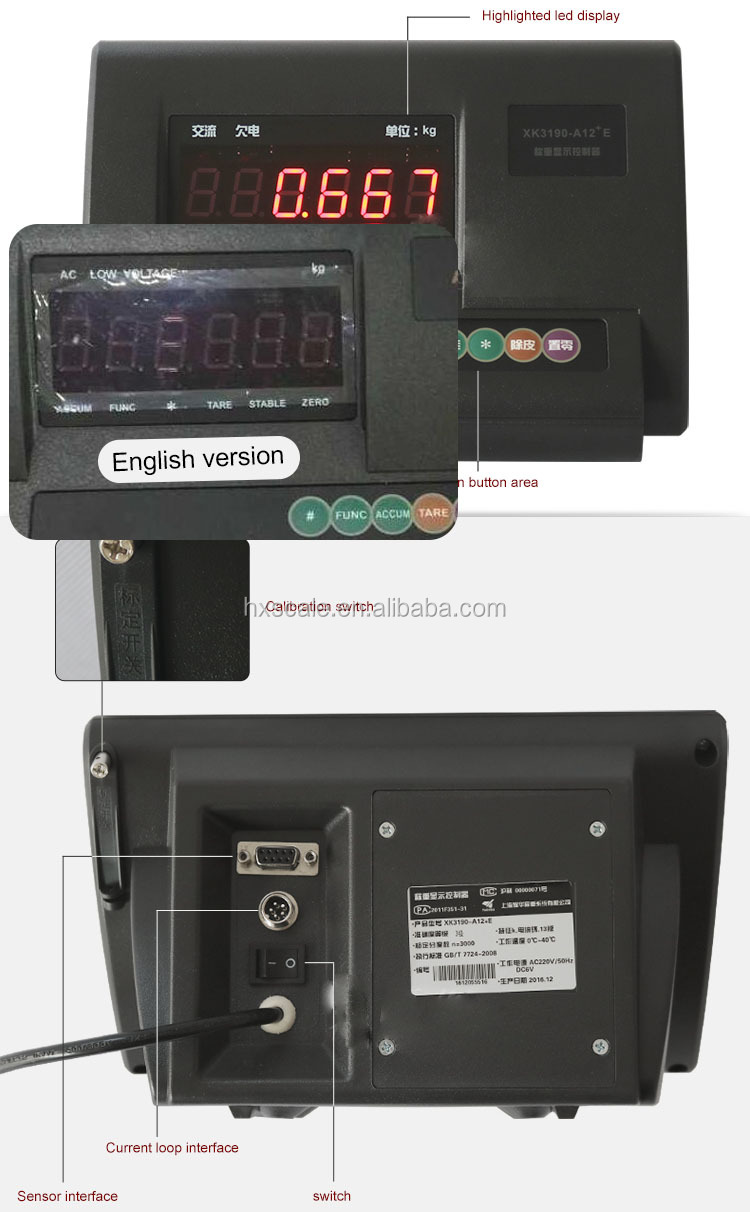 Yaohua XK3190-A12E Weighing Indicator Dimension Details