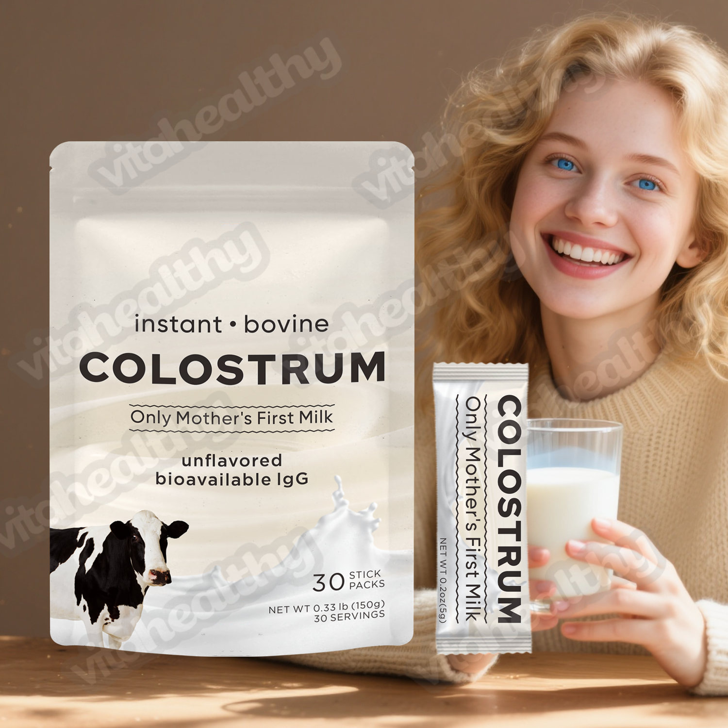 Vitahealthy OEM/ODM Organic Colostrum Powder Top Grade Mother's First Milk 100% Raw Ingredient Colostrum Powder Bovine Powder