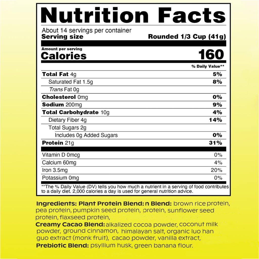 Clean Vegan Protein 21g Protein 14 Real Plant Ingredients Prebiotic Fiber 100% Free From Common Additives Plant Protein Powder